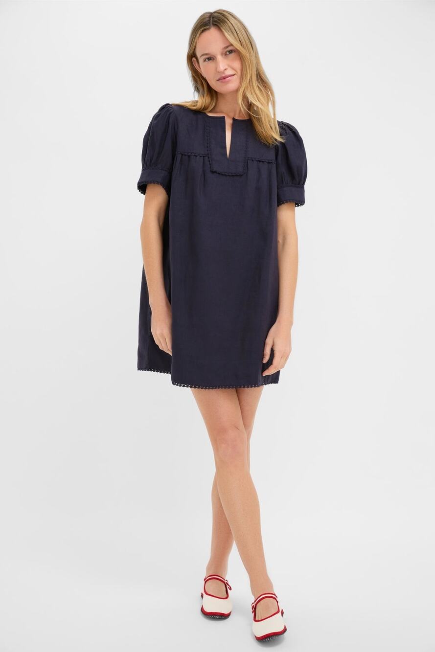 Tuckernuck Navy Linen Bridget Dress Sz XL 100% Linen